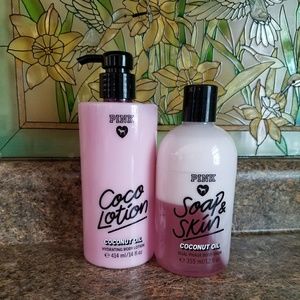 PINK body wash and lotion set